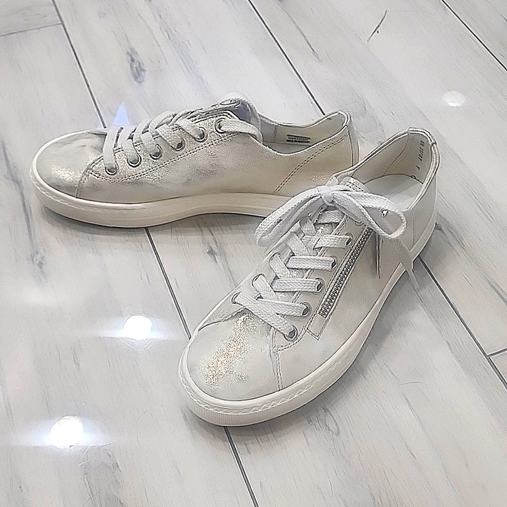 Metalic Zip Leather Sneaker (Women)PAUL GREEN Tamara in Antic Metallic. US sizes